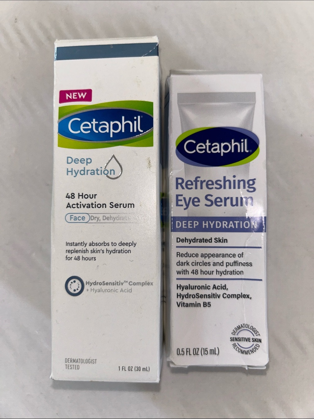 2x Cetaphil Deep Hydration Skincare Set - Face Serum & Refreshing Eye Serum